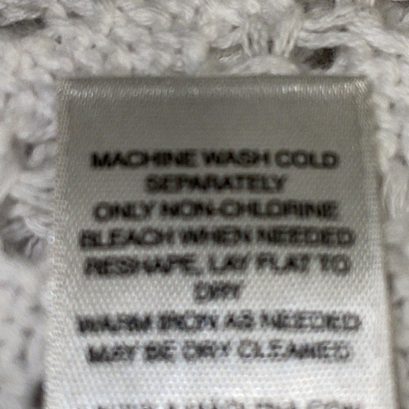 Chico’s Open Knit Crochet V-Neck Sweater Women Size 2 (12) 3/4 Sleeve White - Picture 8 of 11